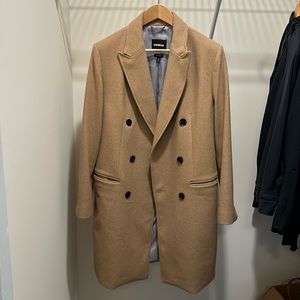 Express wool water resistant double breasted camel coat